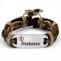 Adult Diabetes Leather/Hemp Earthen Bracelet Engravable Back